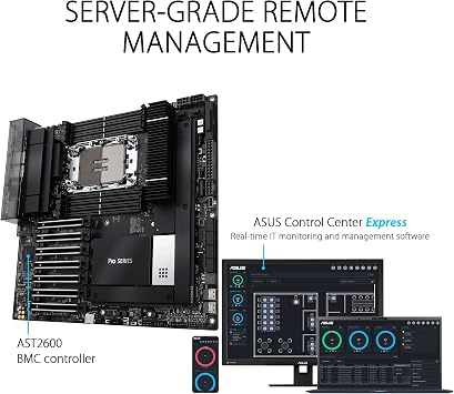 ASUS Pro WS W790 SAGE SE Intel LGA 4677 CEB Motherboard,PCIe 5.0, 7 xPCIe 5.0 x16 Slots,DDR5 R-DIMM, 2x10G BMC LAN, LAN Server-Grade Remote Management,Front and Rear USB 3.2 Gen 2x2 Type-C,ACCE