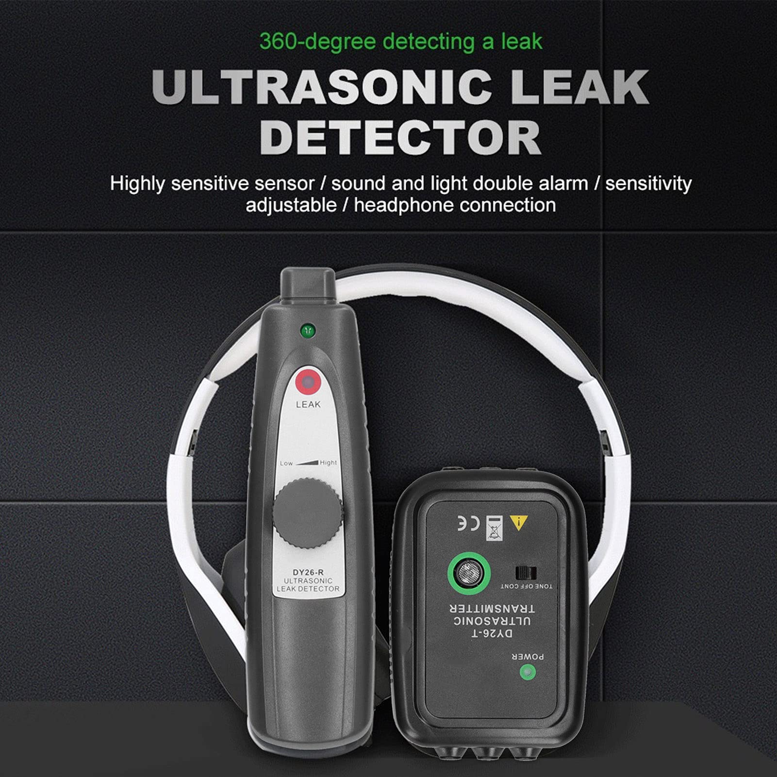 Détecteur de Fuite à Ultrasons avec écouteur, Détecteur de Fuite D'air, Détecteur de Bruit Automobile avec Casque, Détecteur de Défauts à Ultrasons Portable Testeur de Fuite
