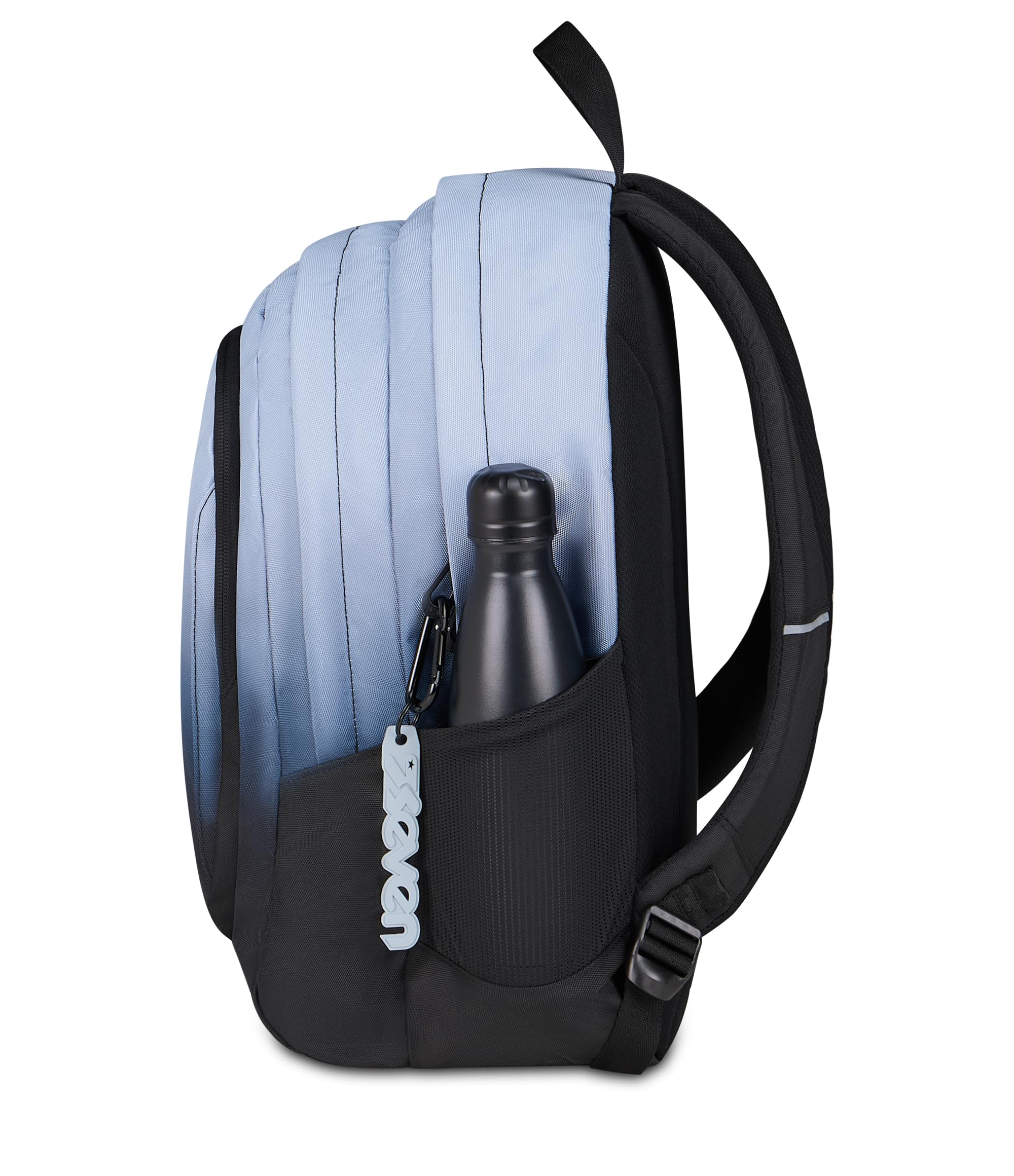 Seven Zaino Scuola SHADE TECH, Doppio Scomparto, Celeste, 29 L, Tasca frontale con zip, Tasca laterale portaborraccia, Scomparto Interno porta pc, Scuola media e superiore, Bambini, Ragazzi