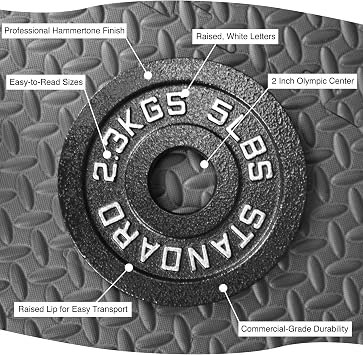 Steel Olympic Plates 335lb Set - Olympic Standard Premium Coated 2.5lb, 5lb, 10lb, 25lb, 35lb and 2x 45lb Pairs for Weight Lifting Powerlifting