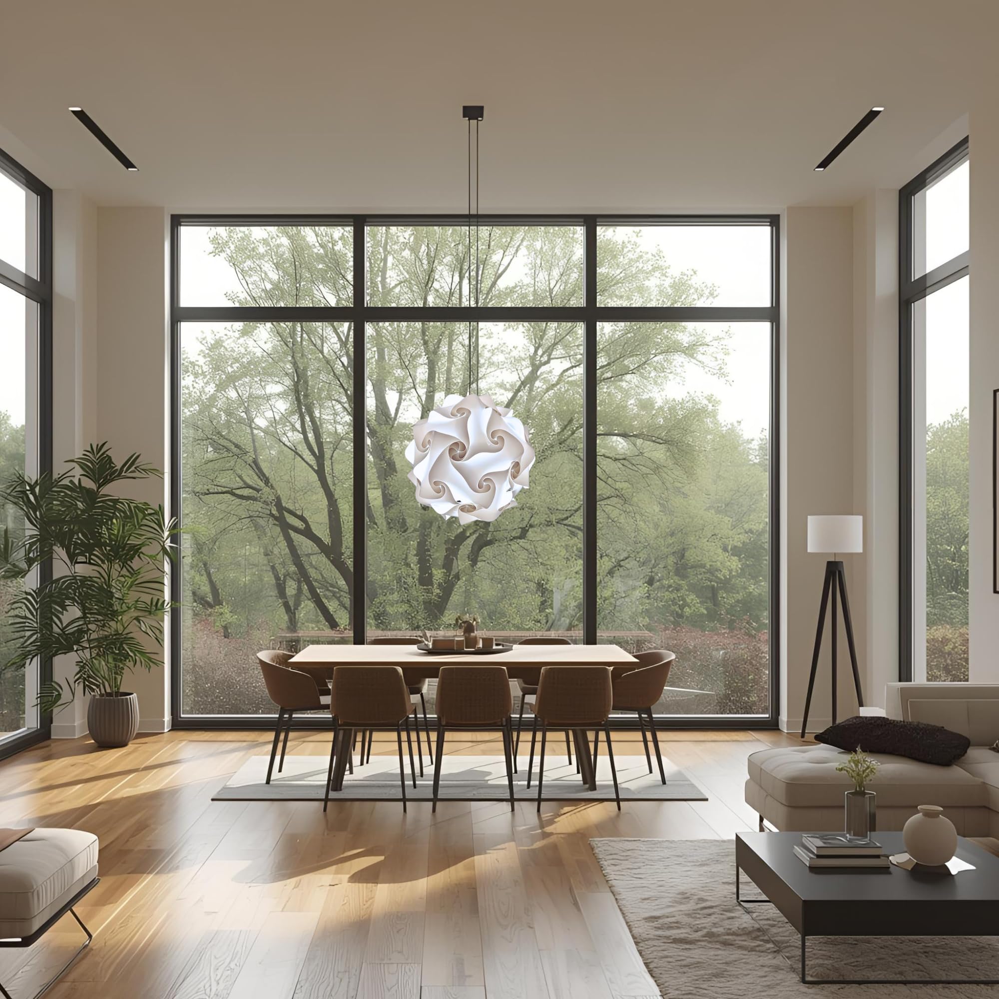 Lampadesign® Lampada a sospensione moderna Camera da letto soggiorno cucina FIOCCO Sfera bianca 50 cm Lampadario moderno elegante Luce sala da pranzo centro tavolo salotto Lampadina led fredda E27