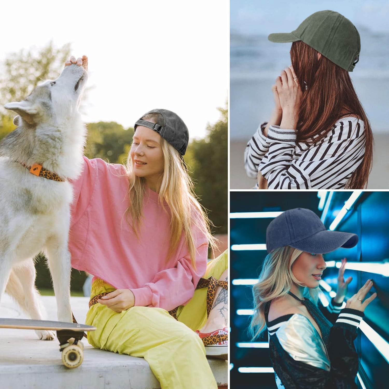 Jcutelry 3 Pack Washed Plain Vintage Baseball Cap Cotton Adjustable Twill Bulk Low Profile Classic Dad Hat for Men/Women - Image 5