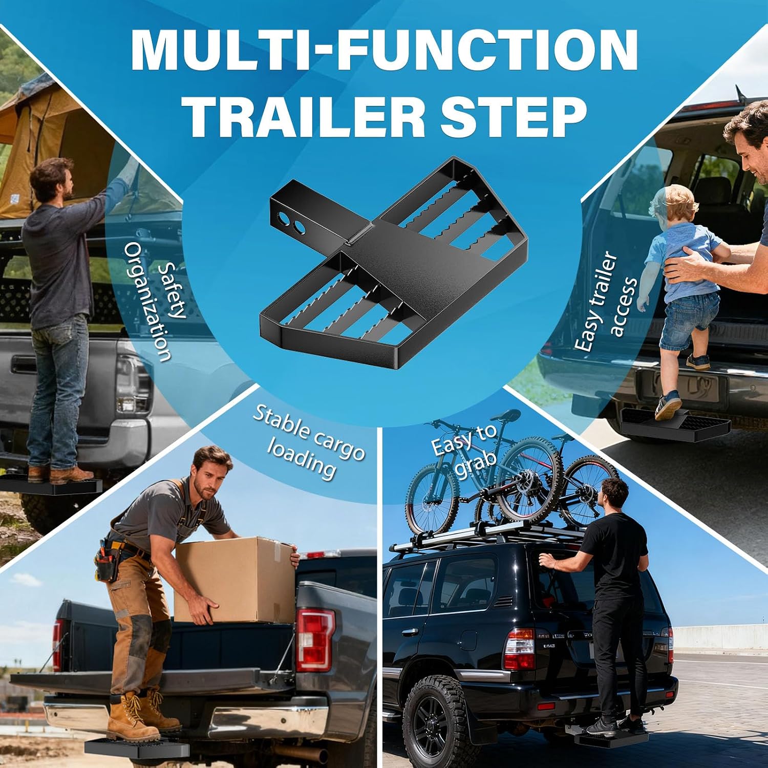 Tow Hitch Step for 2 Inch Receiver, Rear Bumper Guard(15.9"x12.24"), Anti Slip Trailer Hitch Step for Truck Pickup SUV with Hitch Pin & Clip, Bump Step for 450LBS Load Capacity
