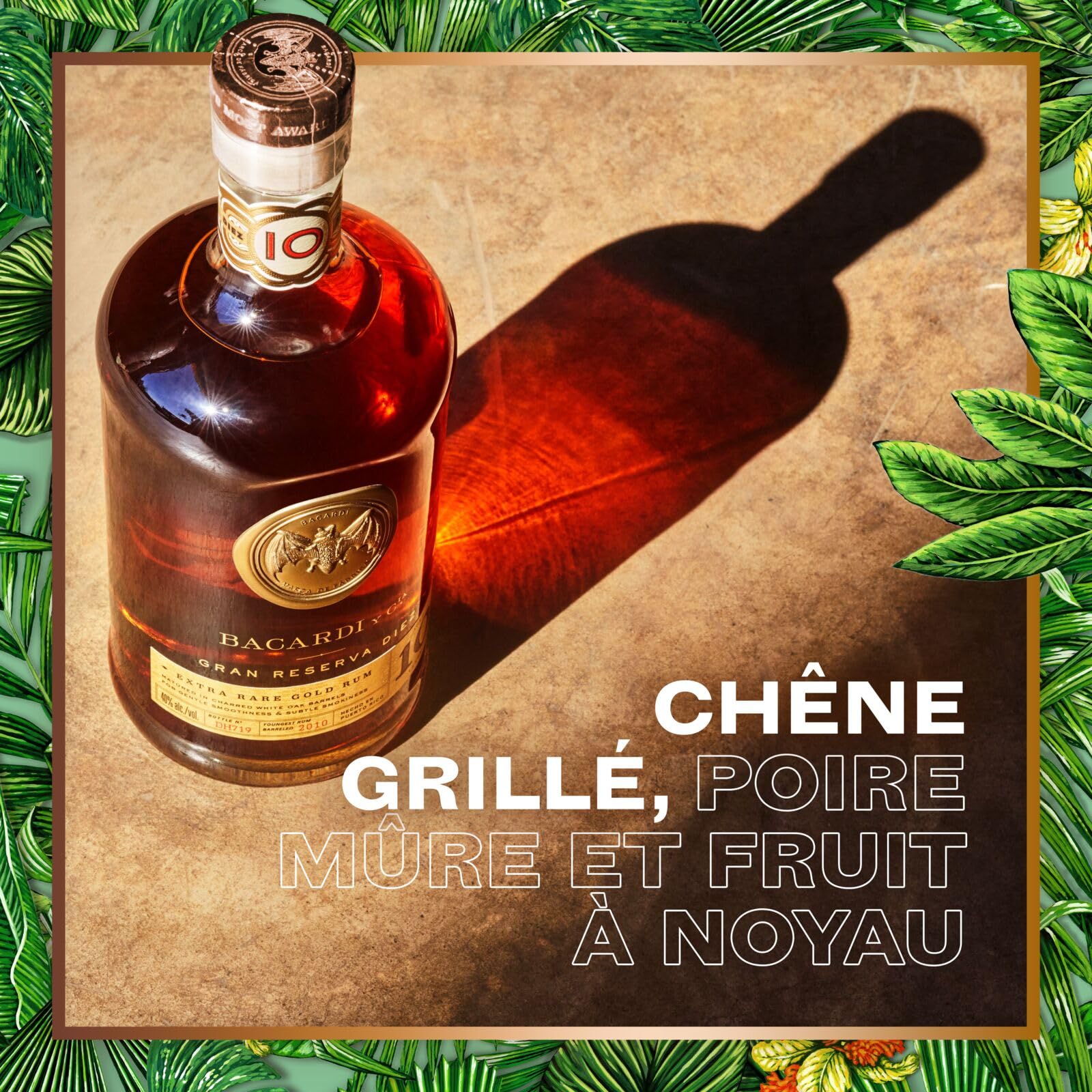 BACARDÍ Gran Reserva 10 Ans Premium Caribbean Rum, 40% vol., 70 cl/700 ml, 10 ans de maturation en fûts de chêne sous le soleil des Caraïbes