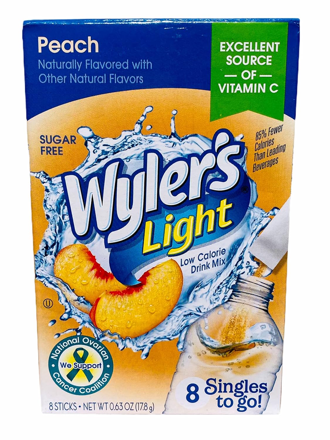 Wyler's Light Singles To Go Powder Packets, Water Drink Mix, Peach, Pack of 2 image 2
