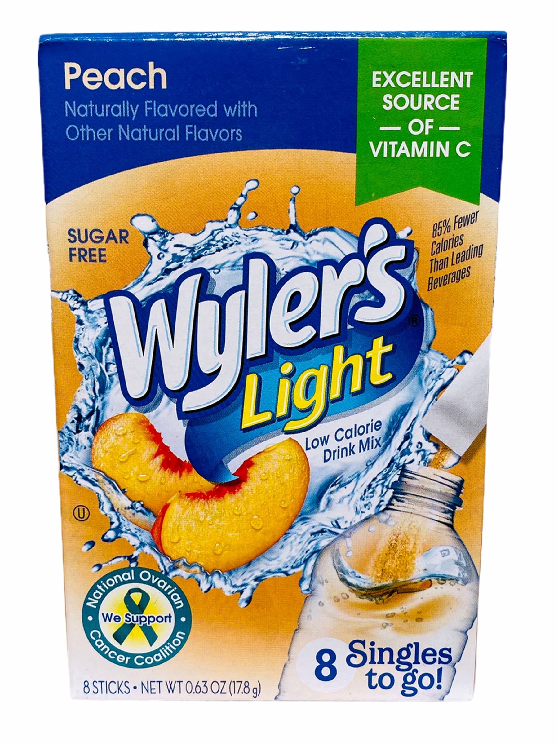 Wyler's Light Singles To Go Powder Packets, Water Drink Mix, Peach, Pack of 1