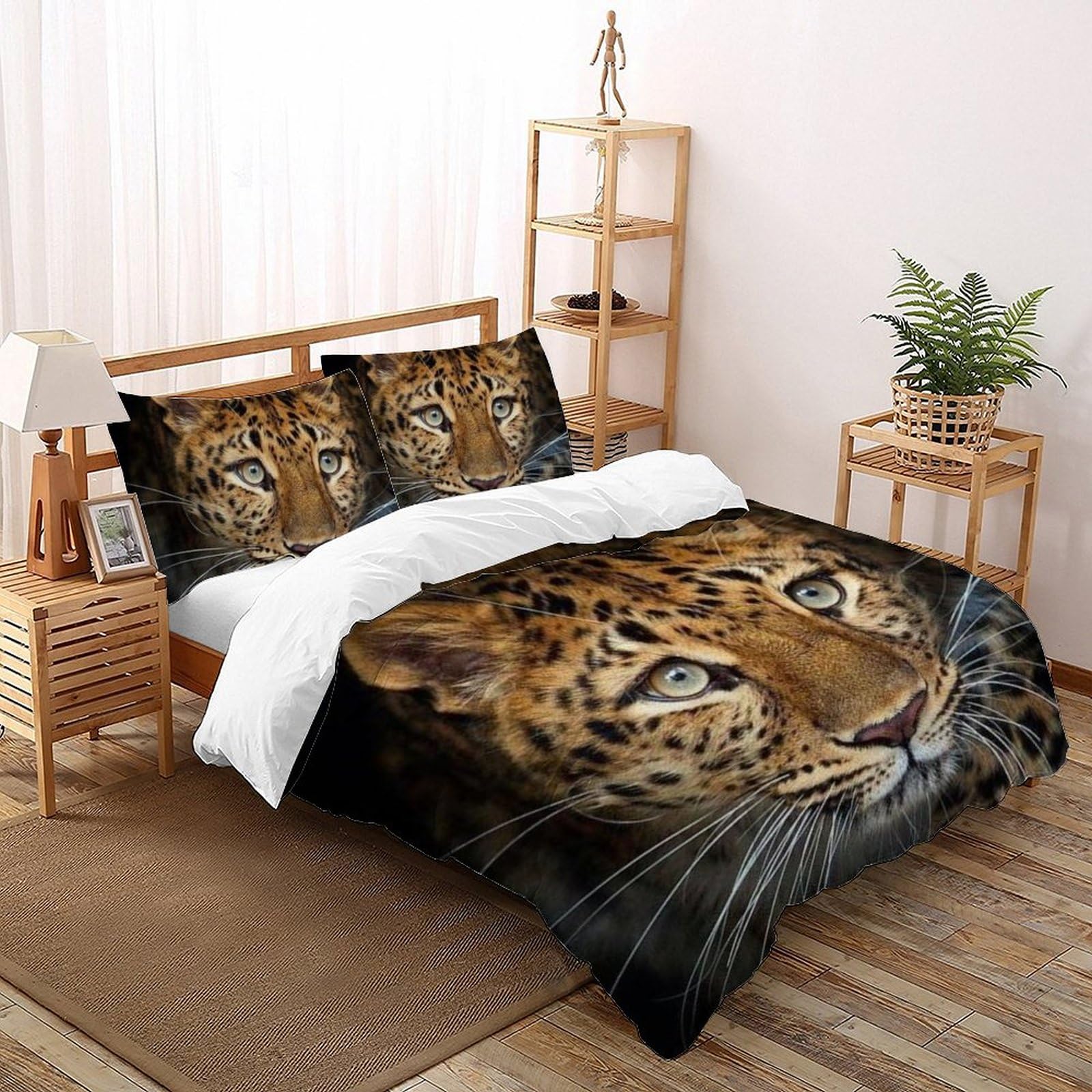 Parure de lit animal sauvage avec fermeture éclair pratique pour lit adulte 200x200