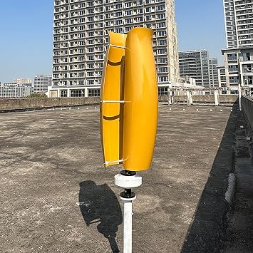 3KW Vertical Axis Wind Turbine Generator Maglev Generator 12V / 24V / 48V Wind Turbine Generator Power Kit With MPPT Controller And 2 Fiberglass Blades For Highway, Home, Boat,Yellow,3000W48V [Energy Class A]