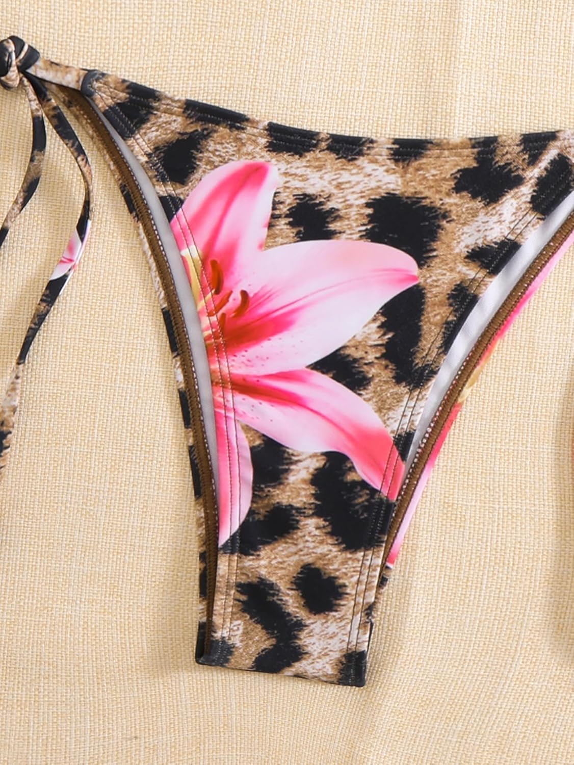 SEGT Women's 2 Piece Floral Print Halter Neck Tie Bikini Set Triangle String Thong Swimsuit Summer Bathing Suits for Women - Image 5