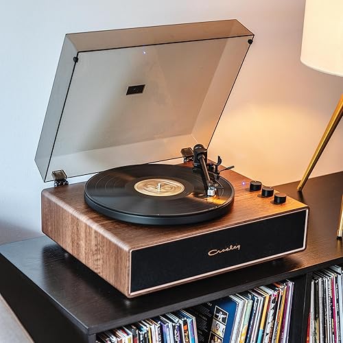 Miniatura 9 de Crosley CR6046A-WAGL Tocadiscos Bluetooth de 2 velocidades con altavoces incorporados, nogal