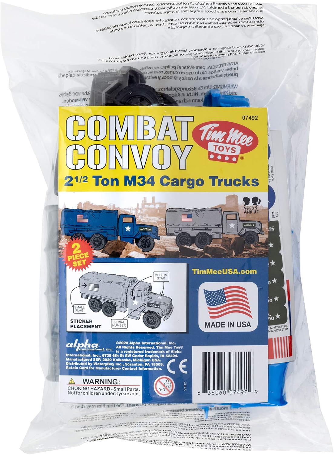 TimMee Combat Convoy Trucks - Plastic Army Men M34 Deuce & a Half Cargo Vehicles