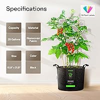 Vista 6 de VIVOSUN - Paquete de 5 bolsas de cultivo de 25 galones, macetas de tela no tejida gruesas y resistentes con asas