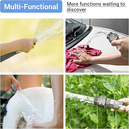 Miniatura 6 de TheFitLife Manguera de jardín flexible, manguera de agua no expandible con accesorios de metal giratorios de 34 pulgadas, 12 pulgada de diámetro. A