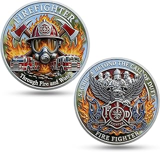 Firefighter Challenge Coin 3D Commemorative Token - Fireman Appreciation Gifts for Men Women, Fire Department Collectible Keepsake for Academy Graduation, Promotion, Retirement and Rescue Volunteers