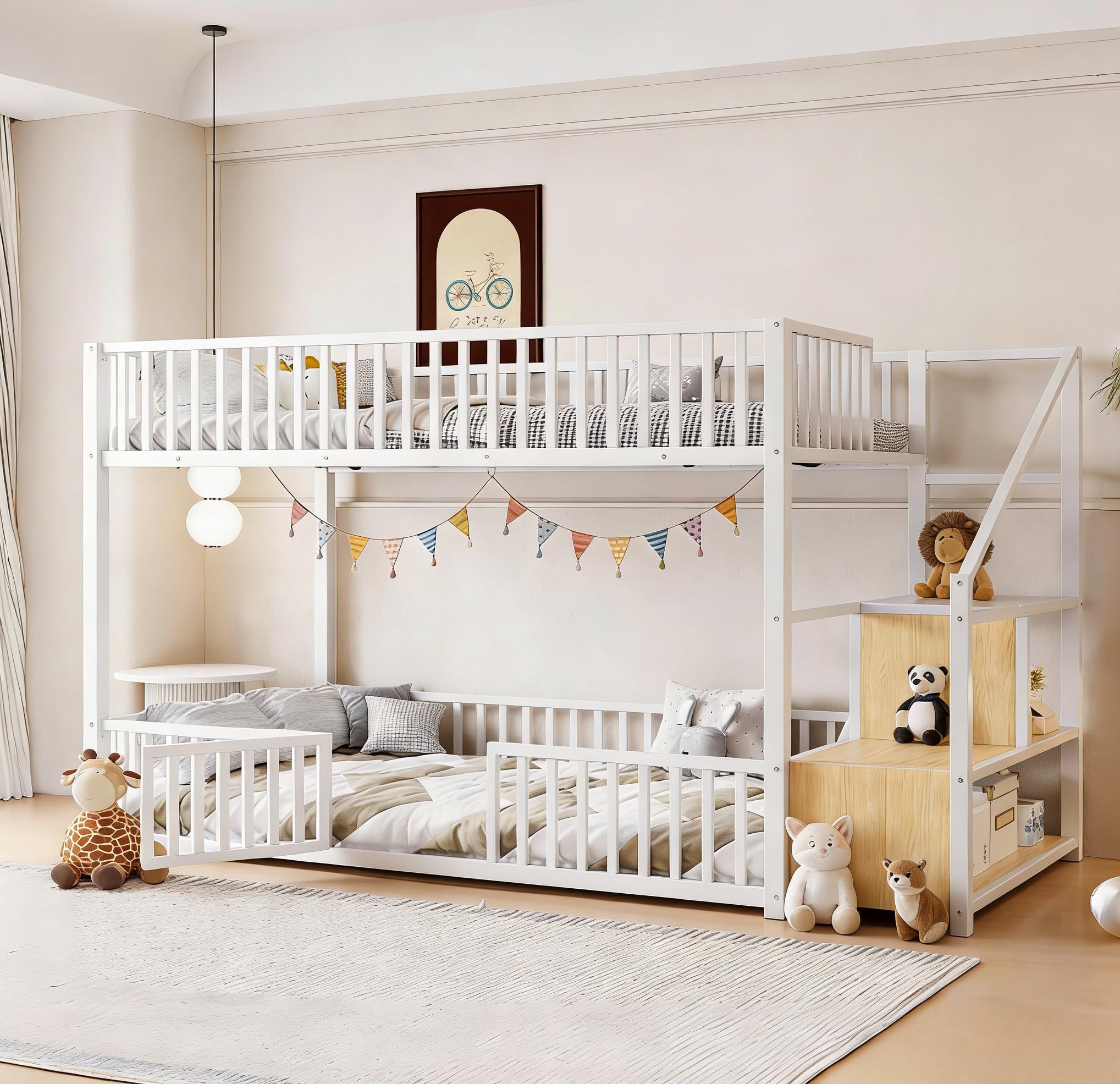 View 1 of **MISSING BOX 2** Merax Twin Over Twin Bunk Bed with Stairs