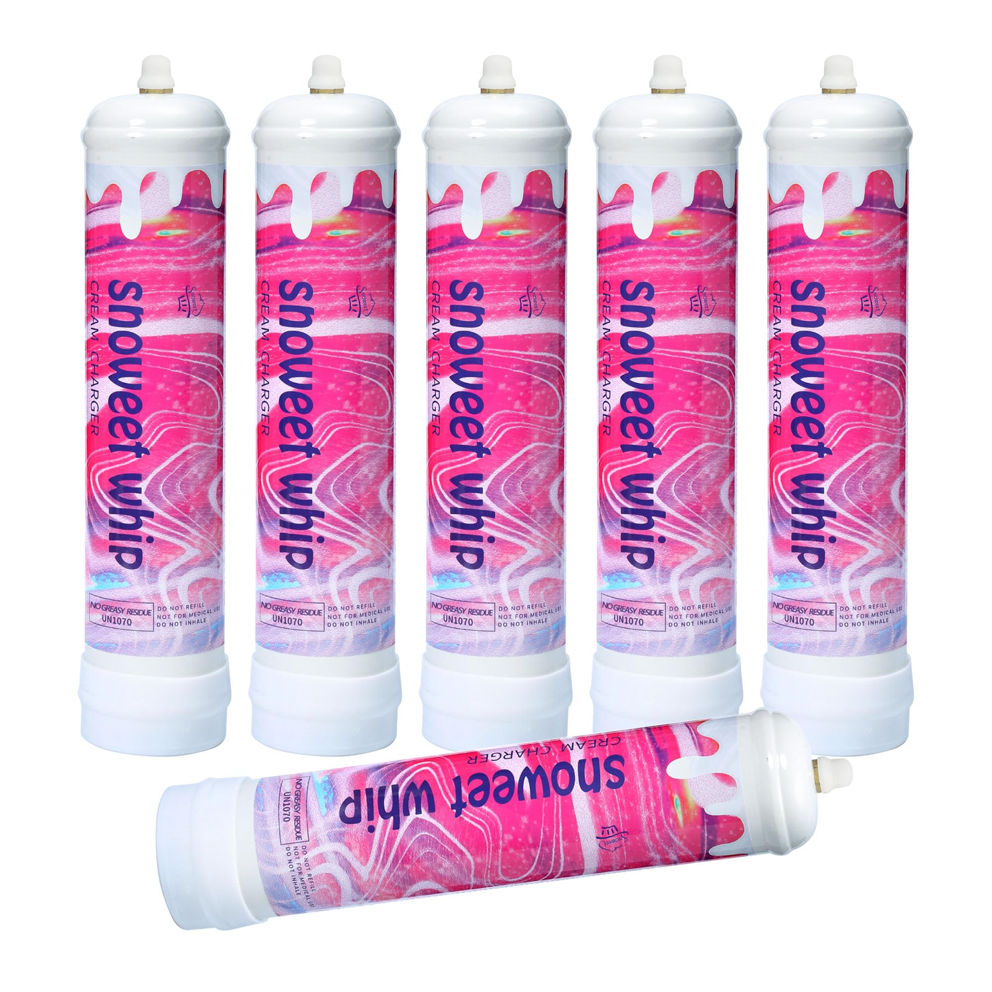 Generic SNOWEET Cream Charger Tanks Original Flavor Steel Whipped Cream Dispensers 0.95L 615Gram Whipped Cream Canisters with nozzles (Unflavour-6 Cylinders), 240617YW0.95L-6