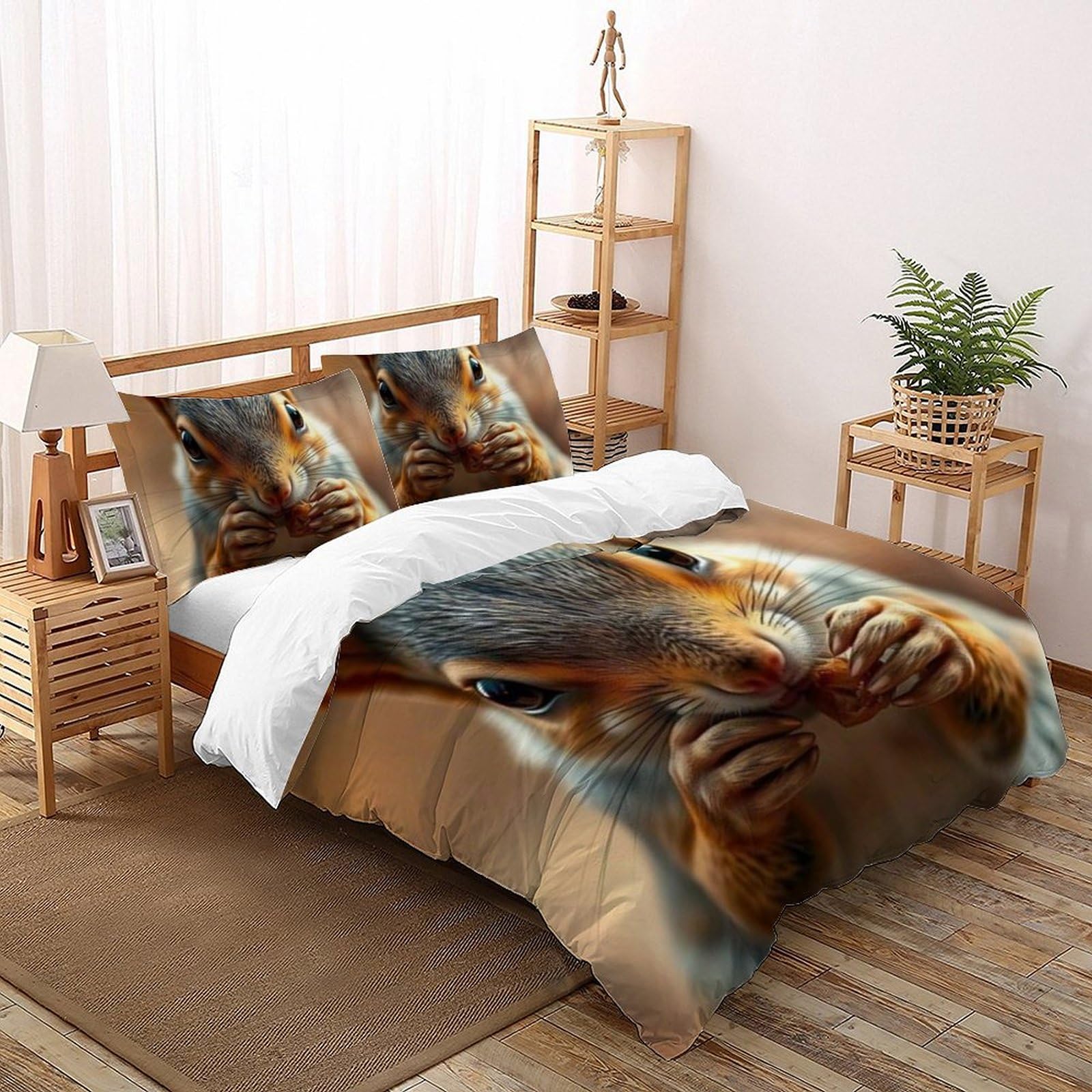 Housse de couette écureuils 260x220cm pour transformer une chambre de fille en forêt enchantée