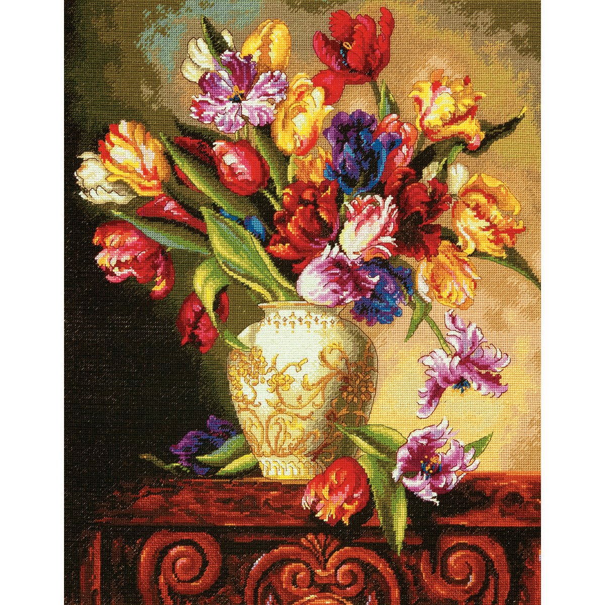 DIMENSIONS Gold Collection Parrot Tulips Counted Cross Stitch Kit-12"X15" 18 Count