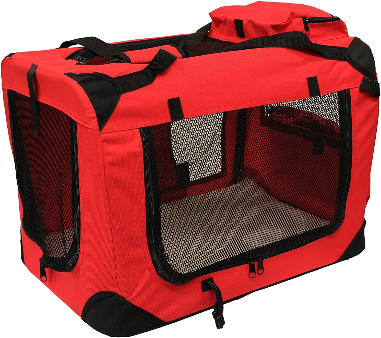MOOL Lightweight Fabric Pet Carrier Crate for Dogs, Cats or Small Animals, Red