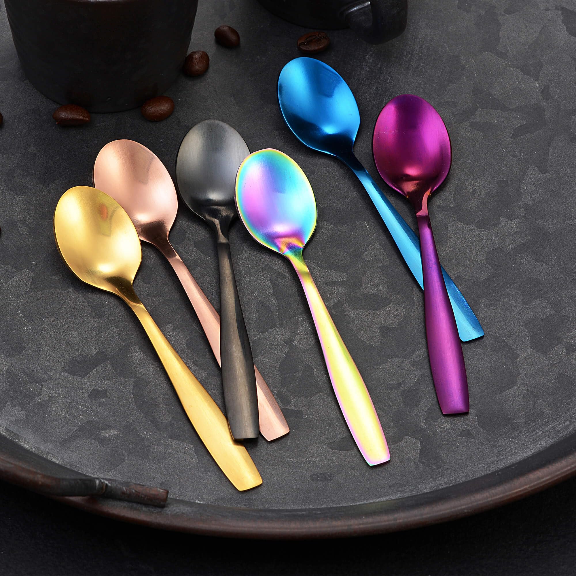 Set Di 6 Cucchiani Da Caffè Espresso In Acciaio Inox | Colorati E Lavabili In Lavastoviglie - Serie Königstein - Foto 6