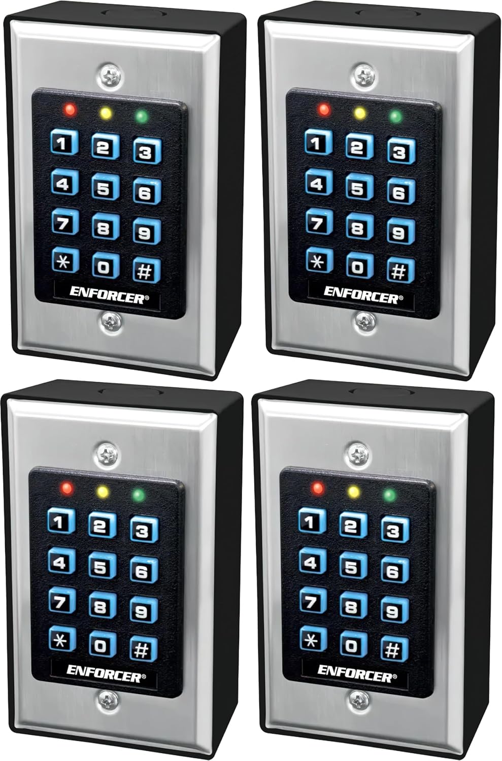 Seco-Larm SK-1011-SDQ Enforcer Access Control Keypad (Pack of 4), Up to 1000 Possible User Codes (4-8 Digits), Always-on Backlit Keypad, Stainless-Steel Faceplate