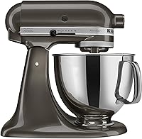 Vista 12 de KitchenAid Artisan Series KSM150PS - Batidora de pie con cabezal inclinable de 5 cuartos de galón con escudo de vertido, rosa pluma rosado
