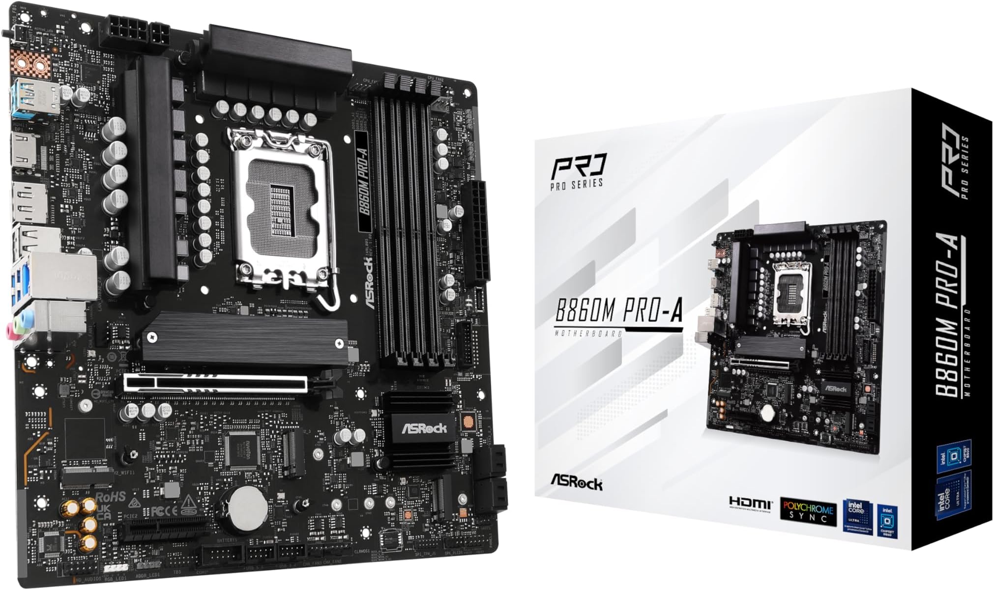ASRock B860M Pro A DDR5 8666 MHz 256GB M.2 LGA1851 B860 Micro ATX Motherboard Intel Core Ultra BIOS Flashback SATA3 6.0 Gb/s PCIe 5.0