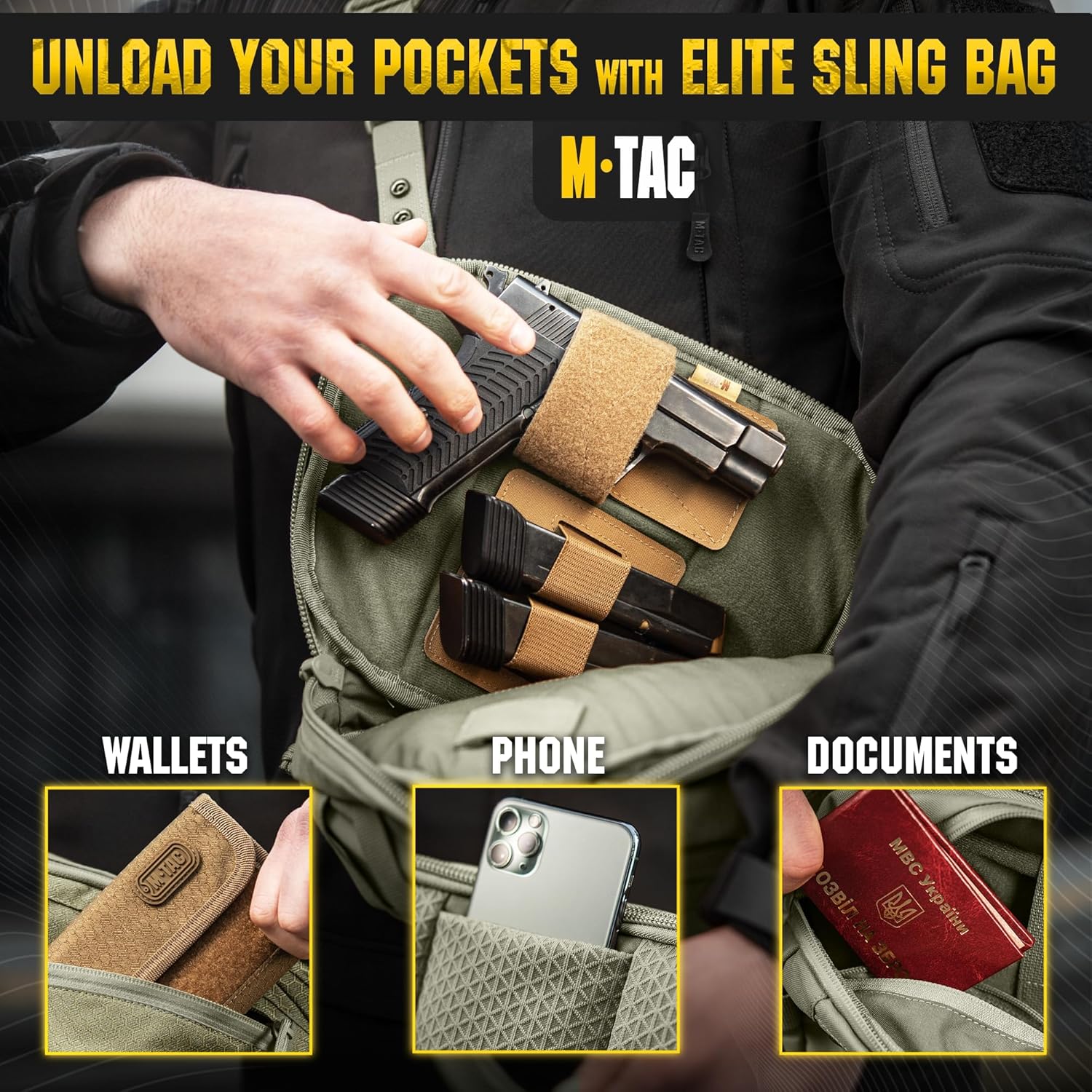 M-Tac Sphaera Tactical Shoulder Bag - Conceal Carry Chest Sling Pack CCW Bag - Image 5