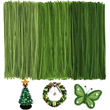 Green Pipe Cleaners,300 Pcs 30cm Fuzzy Wire Pipecleaners for Craft