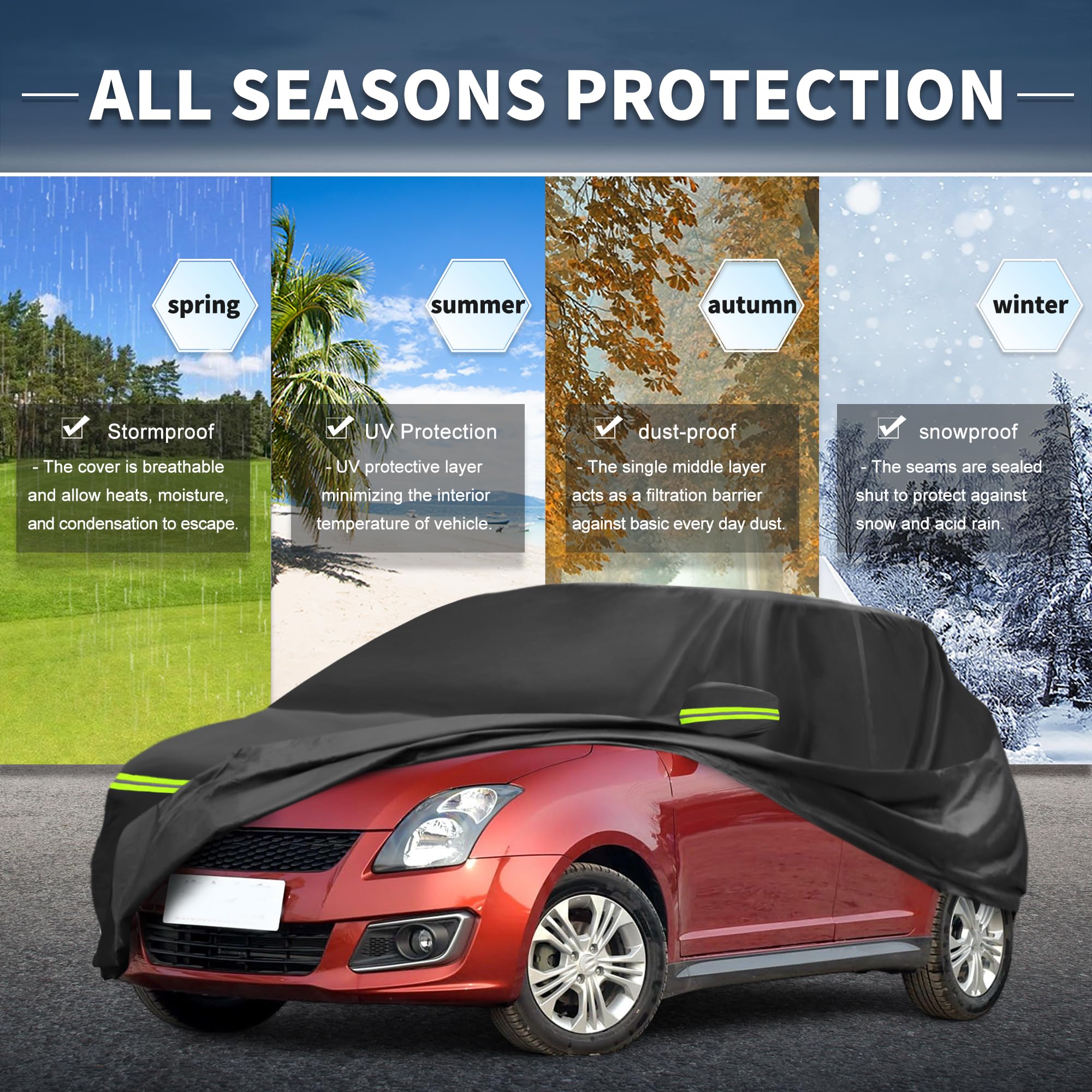 A ABSOPRO Housse Voiture pour Suzuki Swift Iv/V 11-23 1pc Imperméable