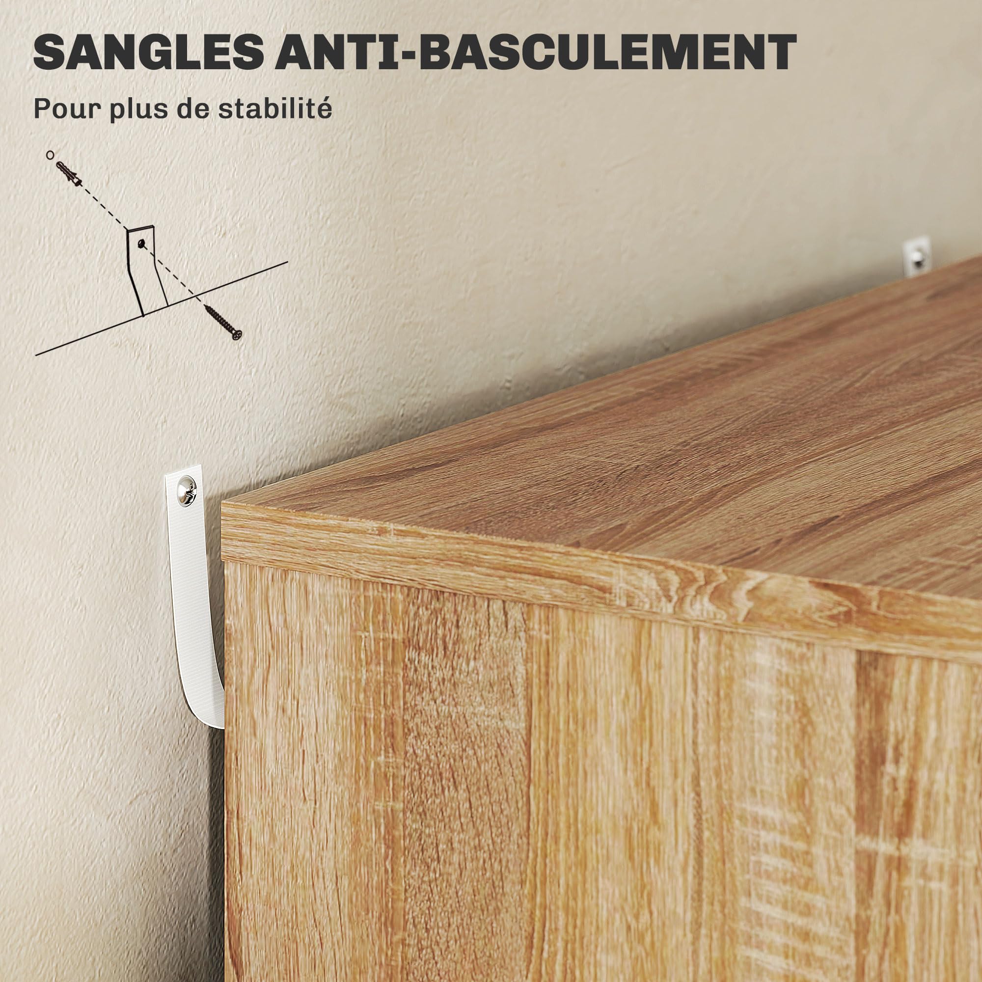 Vinsetto Caisson Bureau Mobile avec 7 Tiroirs 47,5x39,5x90cm Blanc Chêne | Meuble Rangement Bureau sur Roulettes pour Documents et Imprimante, Caisson de Rangement pour Travail ou Chambre