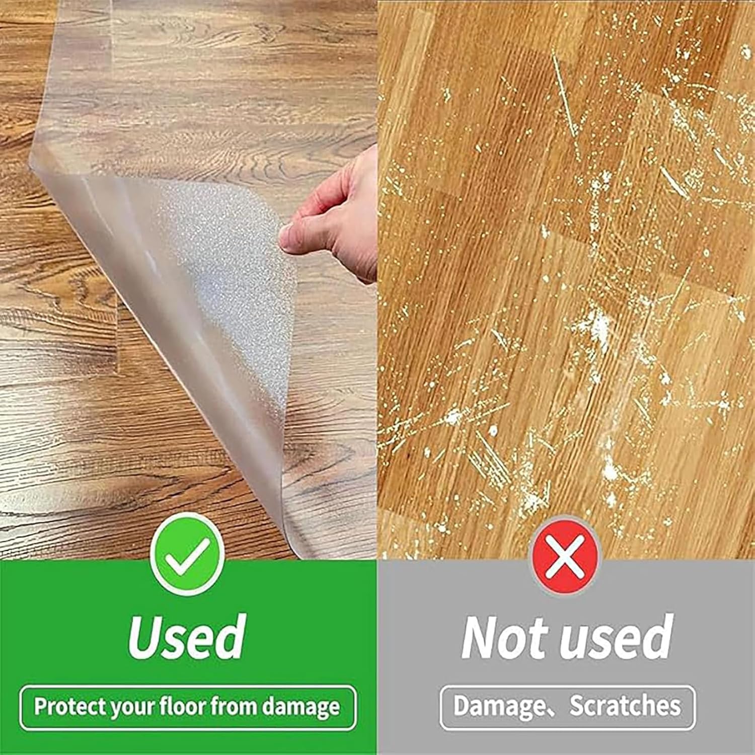 Clear Office Chair Mat Custom Size PVC Frosted Hard-Floor Chair Mats 1/1.5/2/3mm Thick Non-Slip Waterproof & Anti-Scratch Multi Surface Chairs Mats for Dining Room, Office,Wooden Furniture