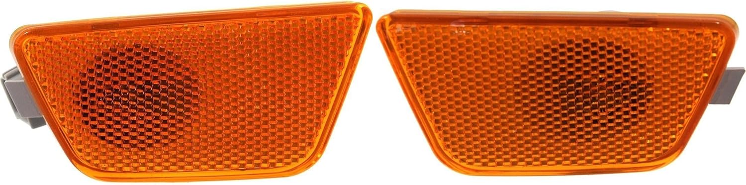 Front Right Passenger & Left Driver Side Set Bumper Corner Reflector Signal Marker Light Replacement Pair For 2011-2016 Chevy Chevrolet Cruze Orange Plastic Lens GM2550198 GM2551198 42334144 42334145