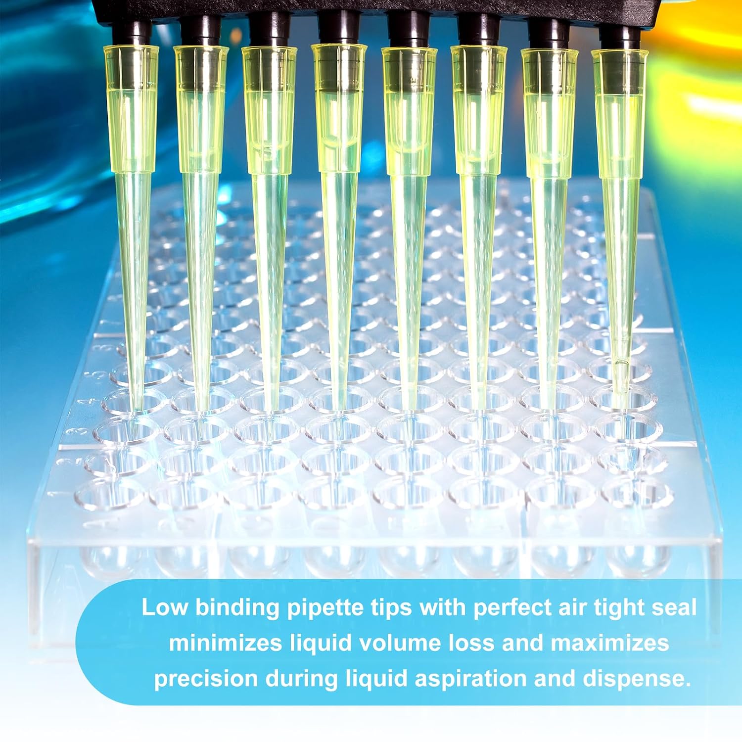 200uL Laboratory Pipette Tips 2000PCS, Clear Yellow Laboratory Universal Plastic Liquid Pipette Pipettor Tips, RNase/DNase Free & Pyrogen Safe[200ul, Non-Filtered, 2Bag Packs,2000 Tips,Yellow]