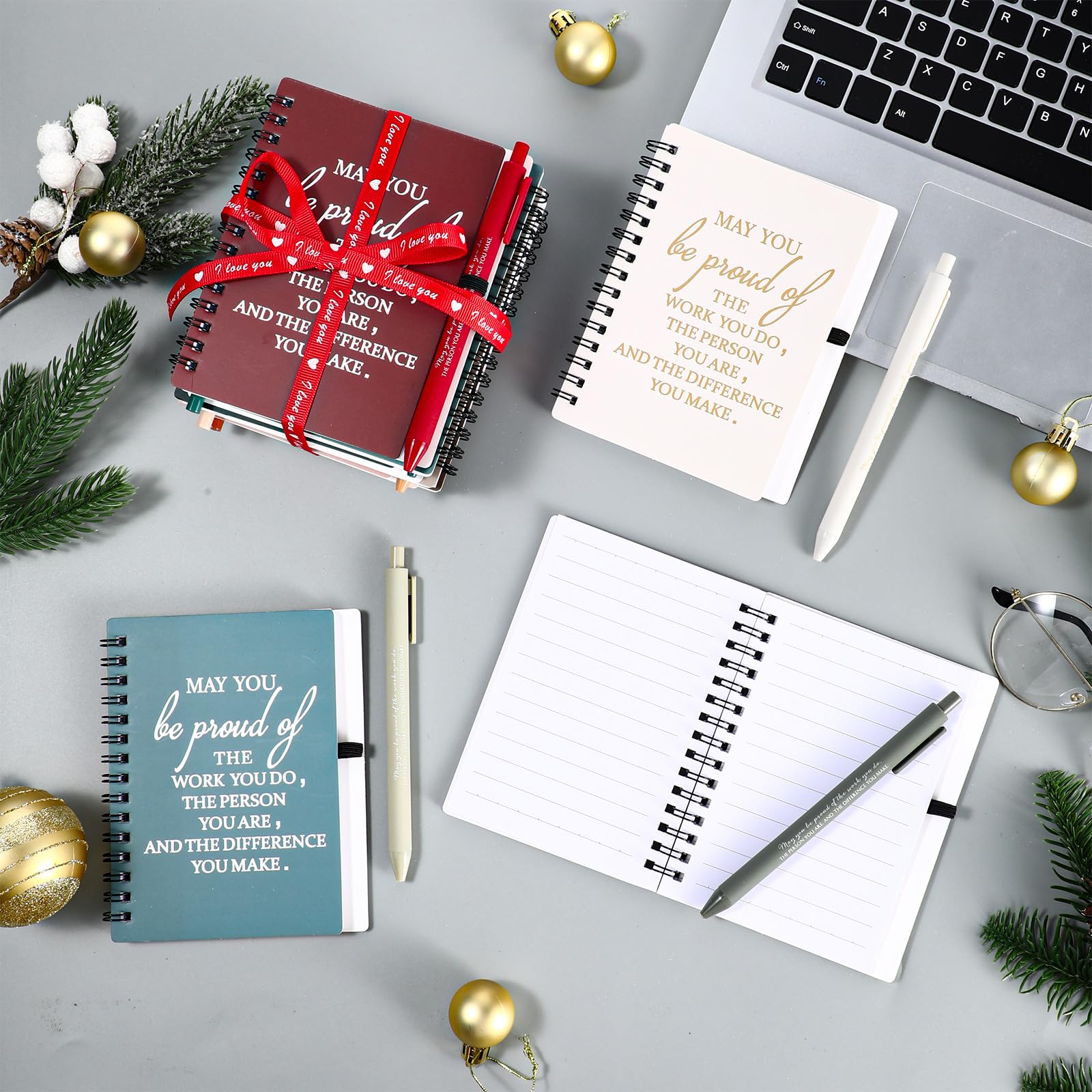 Honoson 20 Sets/40 Stück 2026 Mitarbeiter-Wertschätzungsgeschenke, Housekeeping Mitarbeiter, Geschenke, May You Be Proud The Work Notizbuch mit Kugelschreiber, Dankeskarten für Teamkollegen