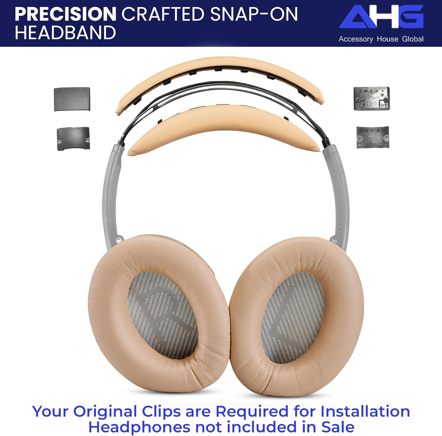 AHG Accessory House Global SoundLink AE2 Ear Pads and SoundLink AE2 Headband Cushion Compatible with Bose SoundLink Around-Ear 2 / Soundlink AE2 Headphones (Beige). Premium PU Leather | Extra Thick