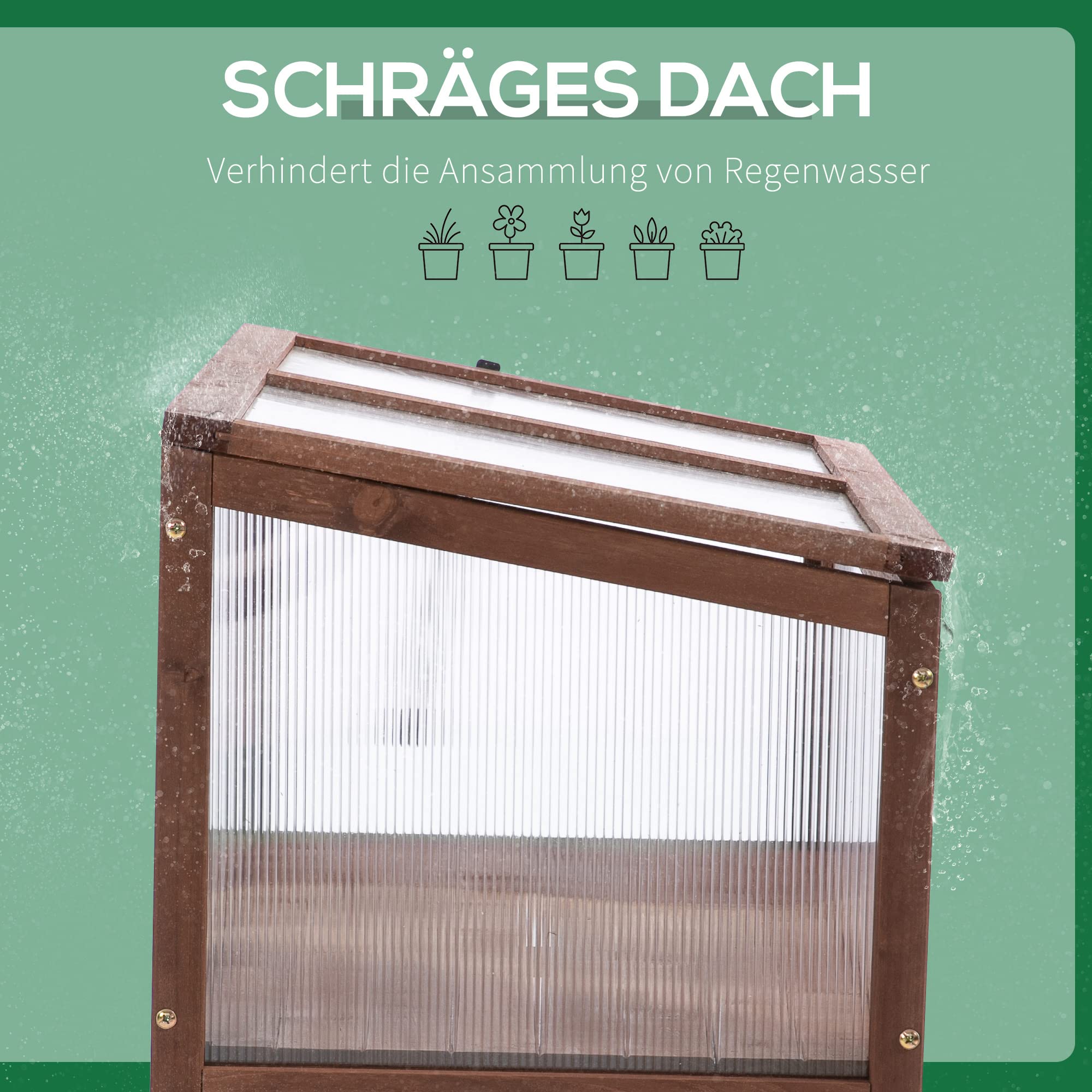 Outsunny Hochbeet aus Holz mit Füßen Frühbeet 90 x 50 x 93 cm Braun