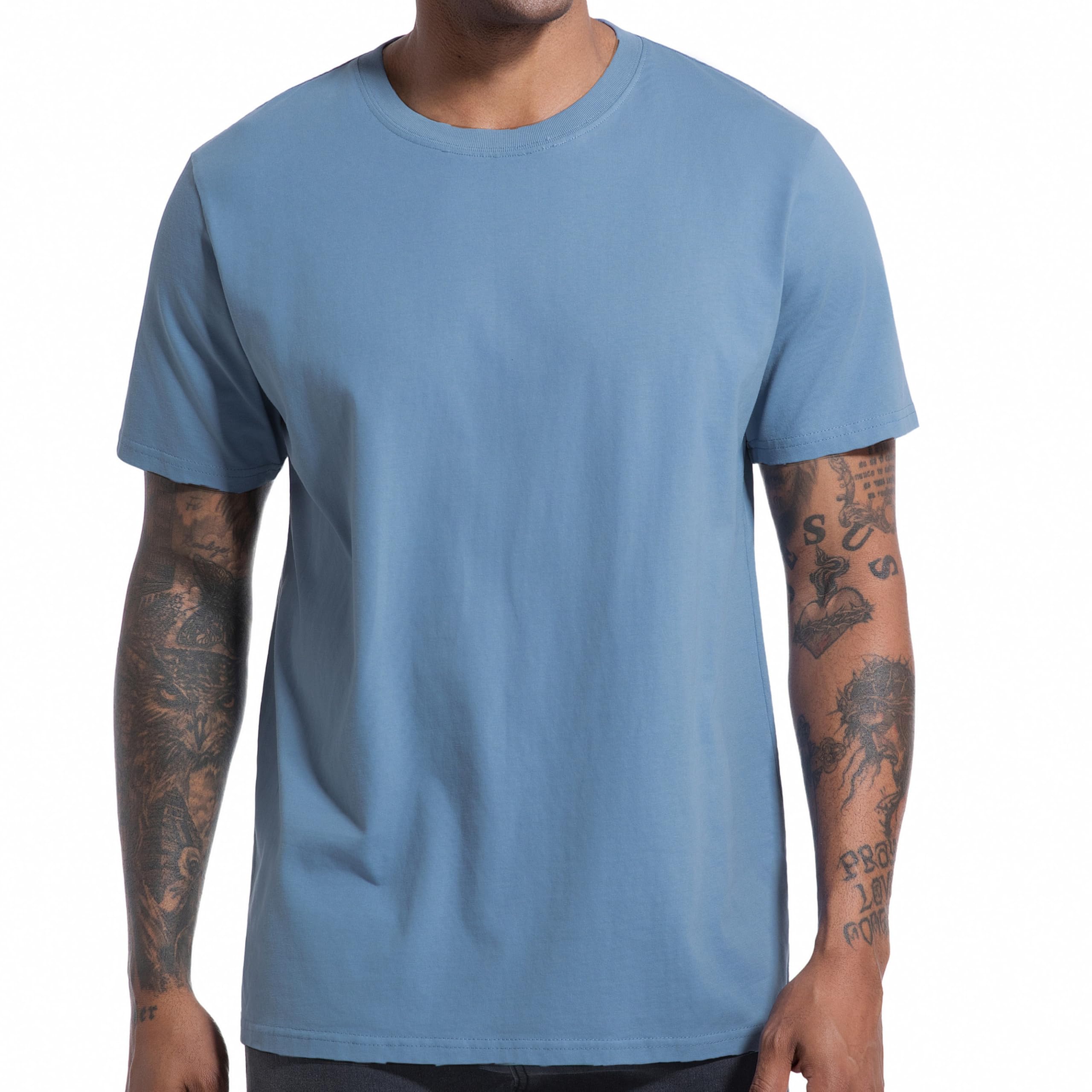VEIISAR Herren T-Shirt 210 GSM Mittel Weight 100% Baumwolle (vorgewaschen) - Weich & Bequem Stoff Klassisches Basic T-Shirt - Uni-Farbe