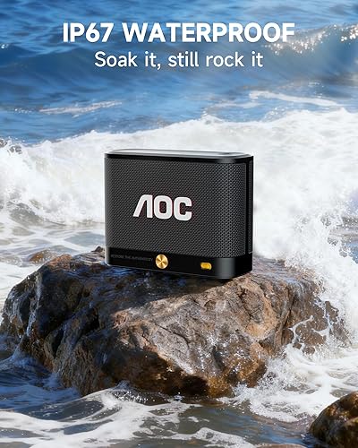 Miniatura 3 de AOC Altavoz Bluetooth portátil, altavoz de ducha, BT 5.4 con emparejamiento estéreo inalámbrico, BassUp, IP67 impermeable, a prueba de polvo, tiempo