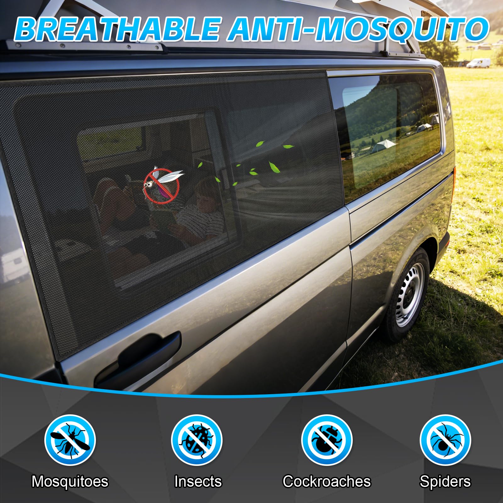 1 Pièce Insectes pour Porte Coulissante Rechange pour VW T5 T6 T6.1 California, Filets de Protection Magnétiques Contre Insectes, Moustiquaires Respirantes pour Camping