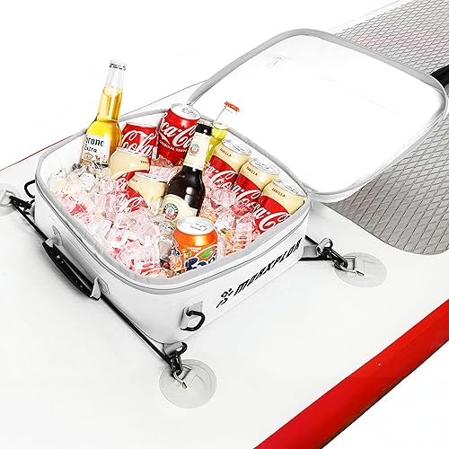 Miniatura 50 de Bolsa térmica impermeable de PVC para paddleboard, 12 latas, enfriador aislado suave para paddleboard, camping, kayak Azul oscuro