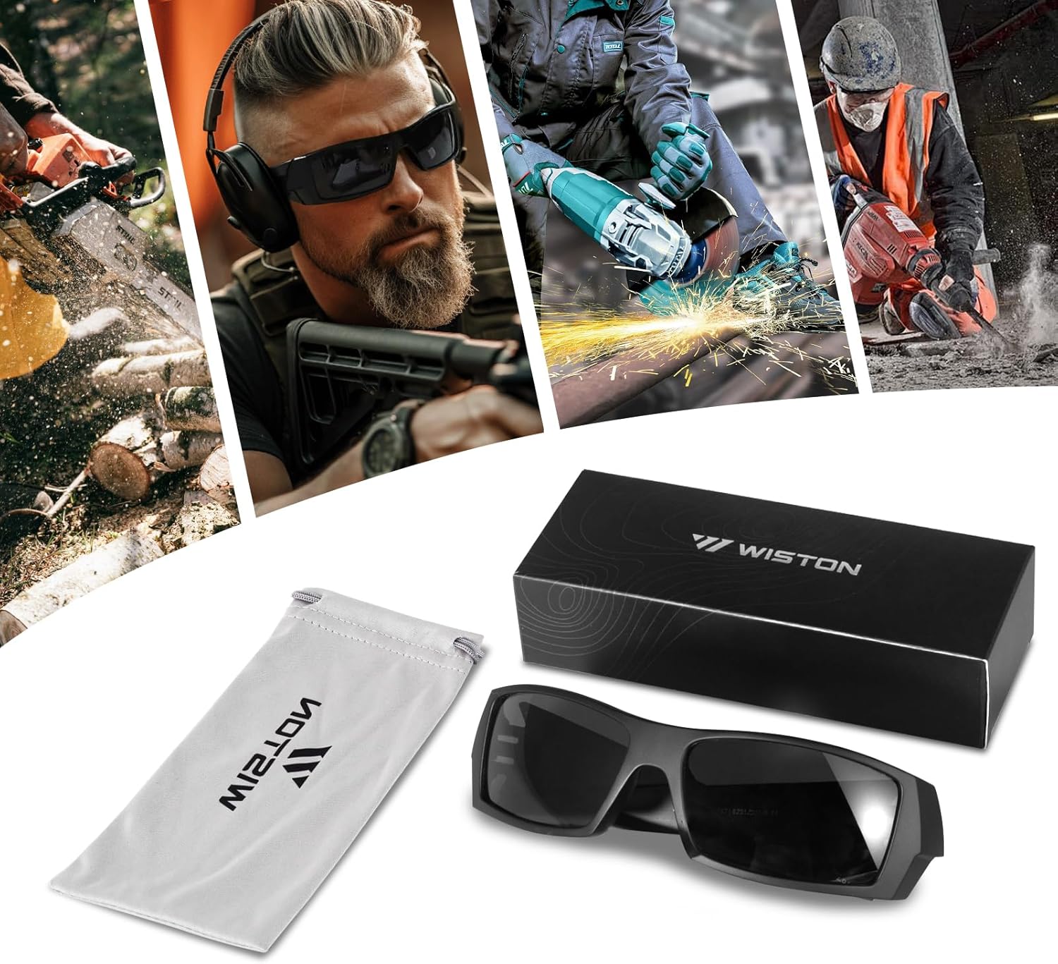 WISTON Z87 Sunglasses Wrap Around Sunglasses for Men Rectangular Safety Glasses UV400 for Sport Working 8231 - Image 6