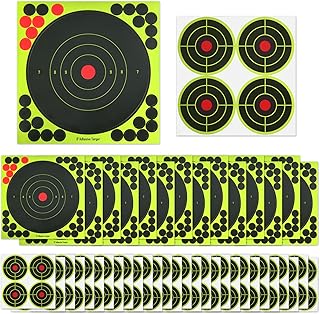 TOYMIS 135pcs 3 & 8 Inch Shooting Targets Stickers with 420 Pcs Cover Patches Round Splatter Targets for Shooting Range Self Adhesive Targets for Archery Bow, Hunting Training (2 Sizes)
