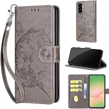 Wallet Case for Samsung Galaxy A57 5G, Gray Flower