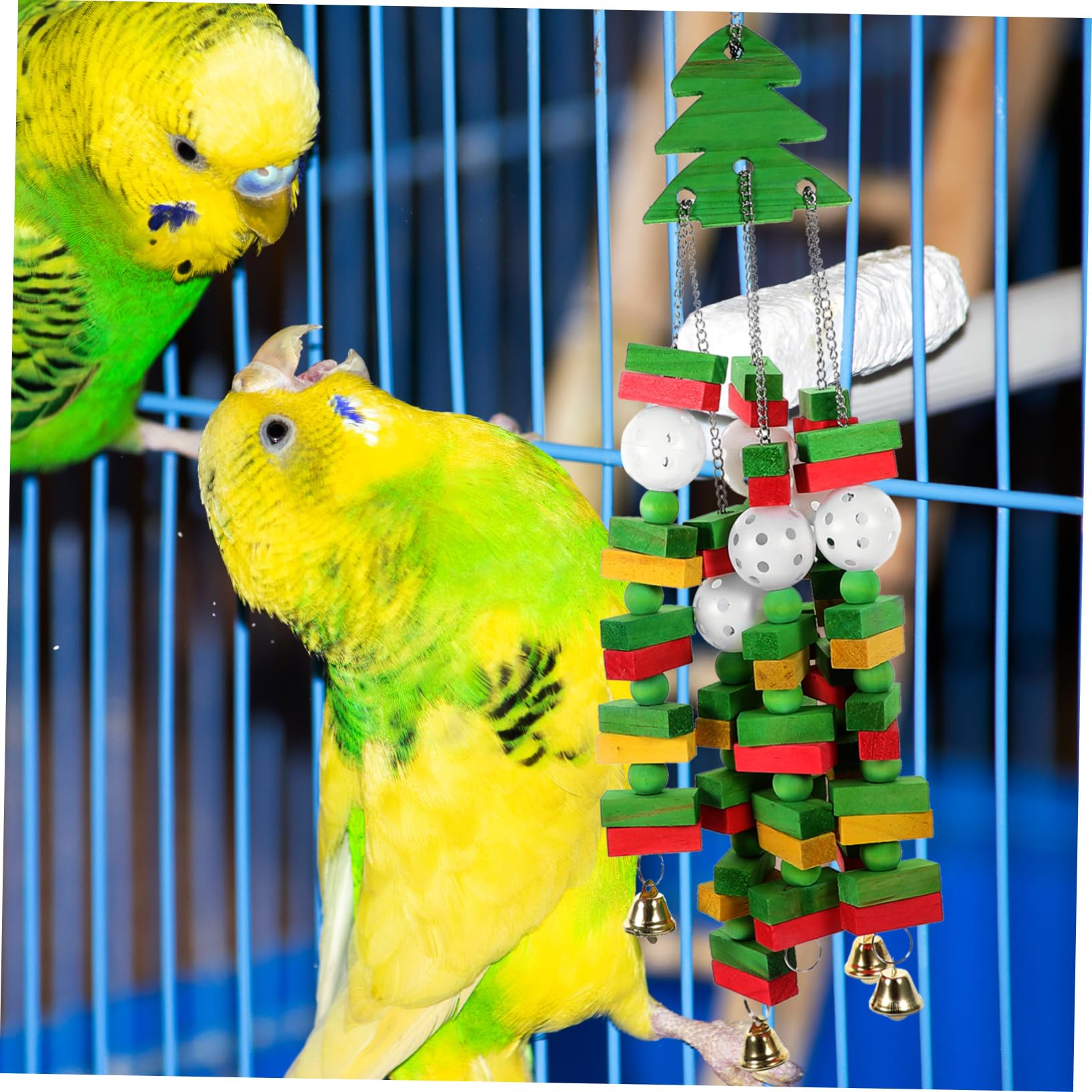 à mâcher Perroquet Oiseaux cacatoès Jouets Cage volière d'oiseau délicat à mâcher Oiseau de Noël Perroquet à Suspendre de Dentition Perroquet en Bois