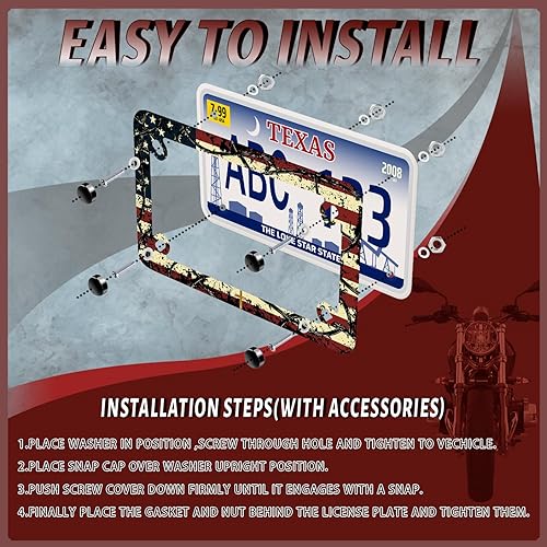 Miniatura 4 de Marco de placa de motocicleta con cruz de Jesús, bandera estadounidense, de acero inoxidable, divertido soporte para placa de motocicleta,