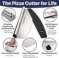 Vista 3 de KitchenStar Cortador de pizza de 16 pulgadas con hoja balancín - Cuchillo de acero inoxidable afilado, cubierta protectora, apto para lavavajillas