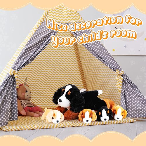Miniatura 43 de Skylety 5 piezas de animales de peluche para perros con bebés en el interior, 1 mamá grande con 4 mini juguetes suaves para niños, fiesta