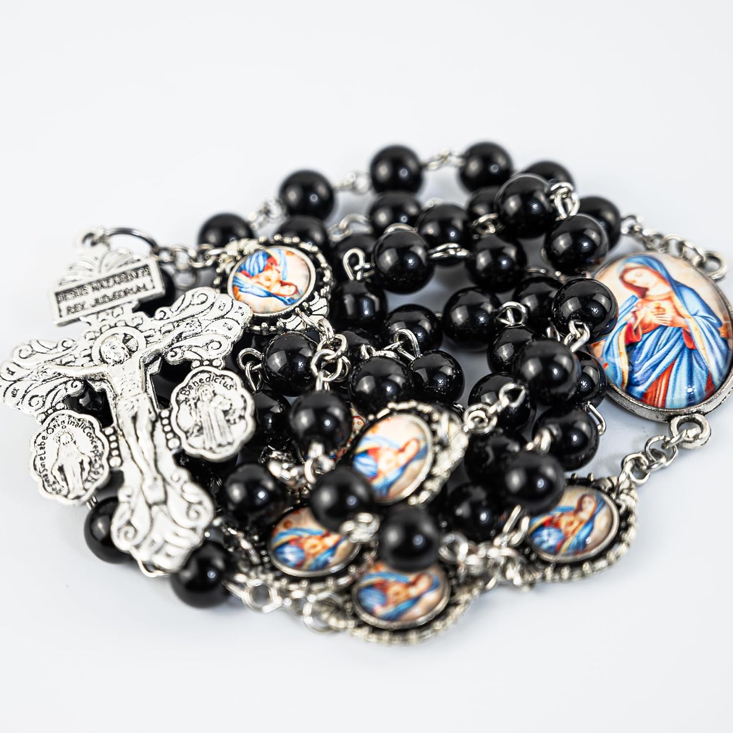 Catholic Rosary Necklace for Women with 8MM Glass Pearl Beads - Our Lady of Lourdes & Immaculate Heart of Mary Jewelry Gift, Travel Case, First Communion - Image 5