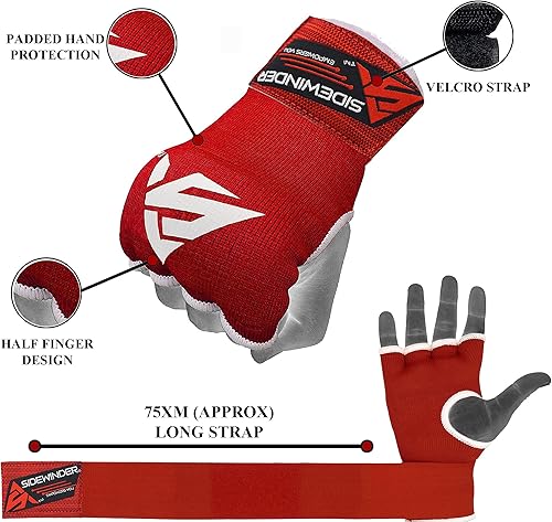 Miniatura 4 de SideWinder Guantes acolchados de gel para boxeo, soporte de muñeca, protector de puño, ideal para artes marciales, artes marciales, muay thai,